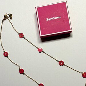 Juicy Couture Pink Enamel Logo Necklace with Gift Box